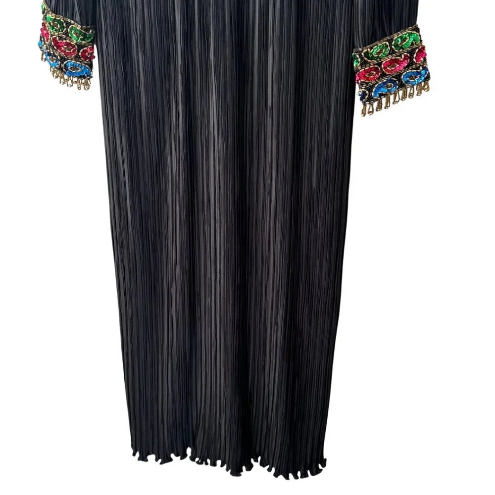 George F. Couture for I. Magnin 1980s Beaded Black Evening Gown Size 10 NEW - Picture 5 of 8